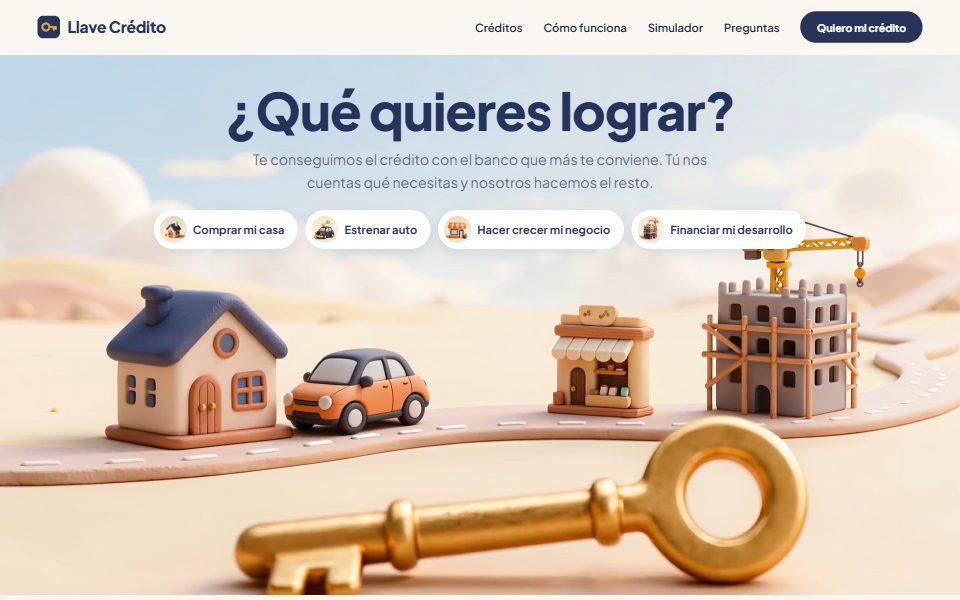 Portada del demo de Llave Crédito, asesores de crédito